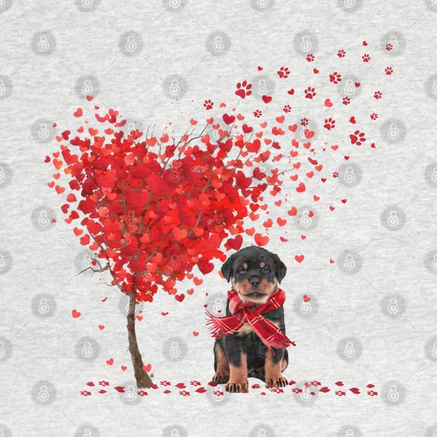 Happy Valentine's Day Heart Tree Rottweiler by cyberpunk art